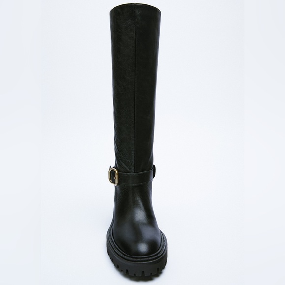 Zara NWT Black Boots With Side Buckle - Picture 11 of 11